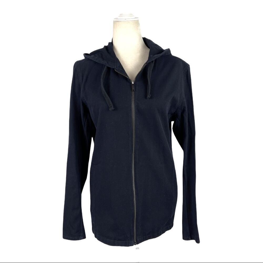 COS Navy Dark Wash Denim Hooded Full Zip Minimalist Jacket Small